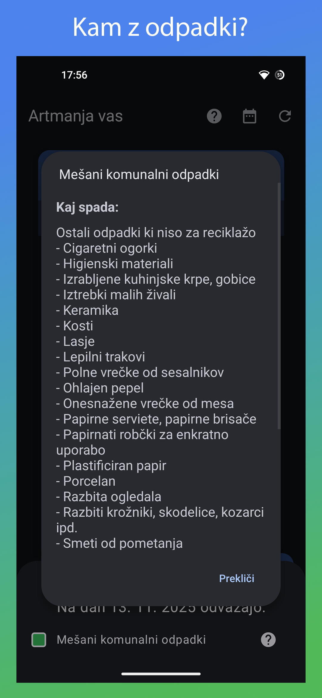 Zaslonski posnetek: TrashTypeContains